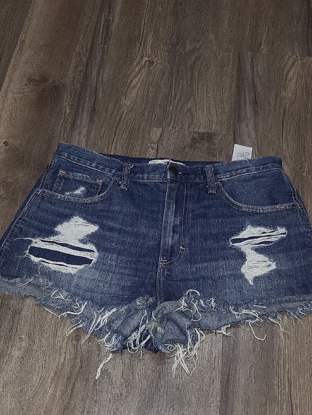 Hollister Dark Blue Distressed Denim Shorts Sz7/28